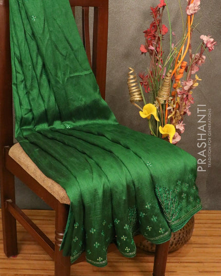 Chappa saree green with mirror & beaded embroidery work - {{ collection.title }} by Prashanti Sarees
