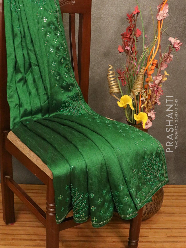 Chappa saree green with mirror & beaded embroidery work - {{ collection.title }} by Prashanti Sarees