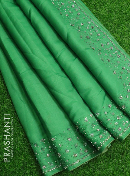 Chappa saree green with stone & beaded embroidery work - {{ collection.title }} by Prashanti Sarees