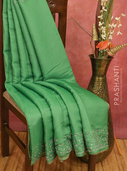 Chappa saree green with stone & beaded embroidery work - {{ collection.title }} by Prashanti Sarees