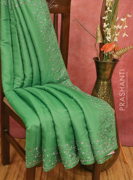 Chappa saree green with stone & beaded embroidery work - {{ collection.title }} by Prashanti Sarees