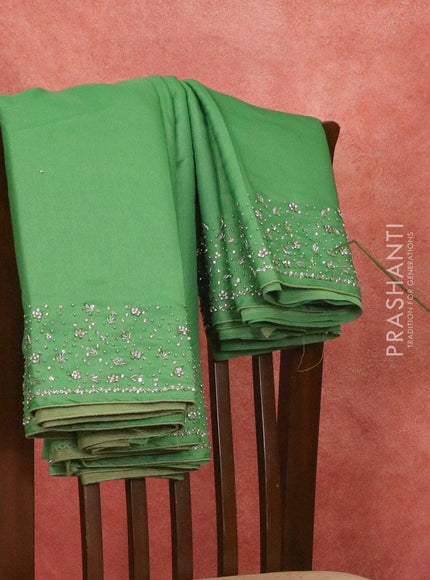 Chappa saree green with stone & beaded embroidery work - {{ collection.title }} by Prashanti Sarees