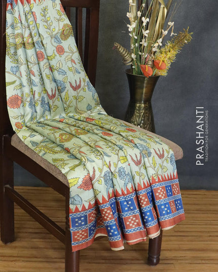 Chappa saree grey and brown with allover floral prints and printed border - {{ collection.title }} by Prashanti Sarees