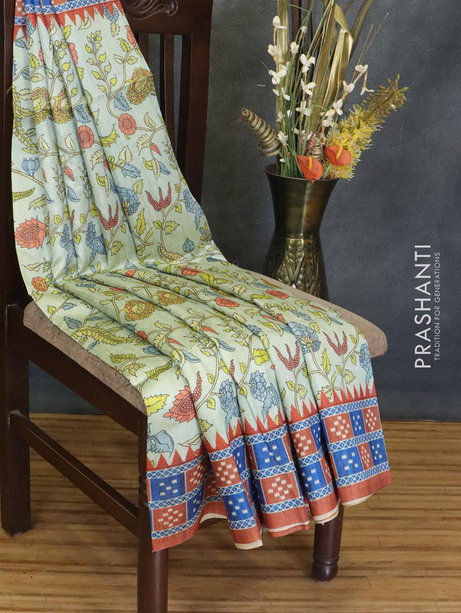 Chappa saree grey and brown with allover floral prints and printed border - {{ collection.title }} by Prashanti Sarees