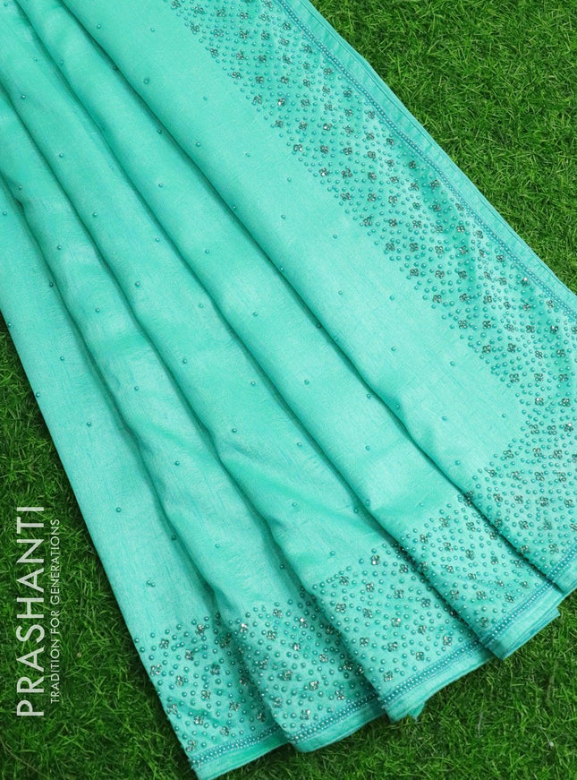 Chappa saree light blue with embroidery beads & stone work - {{ collection.title }} by Prashanti Sarees