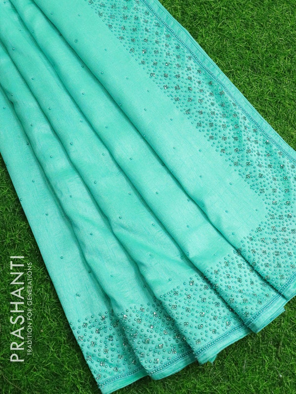 Chappa saree light blue with embroidery beads & stone work - {{ collection.title }} by Prashanti Sarees