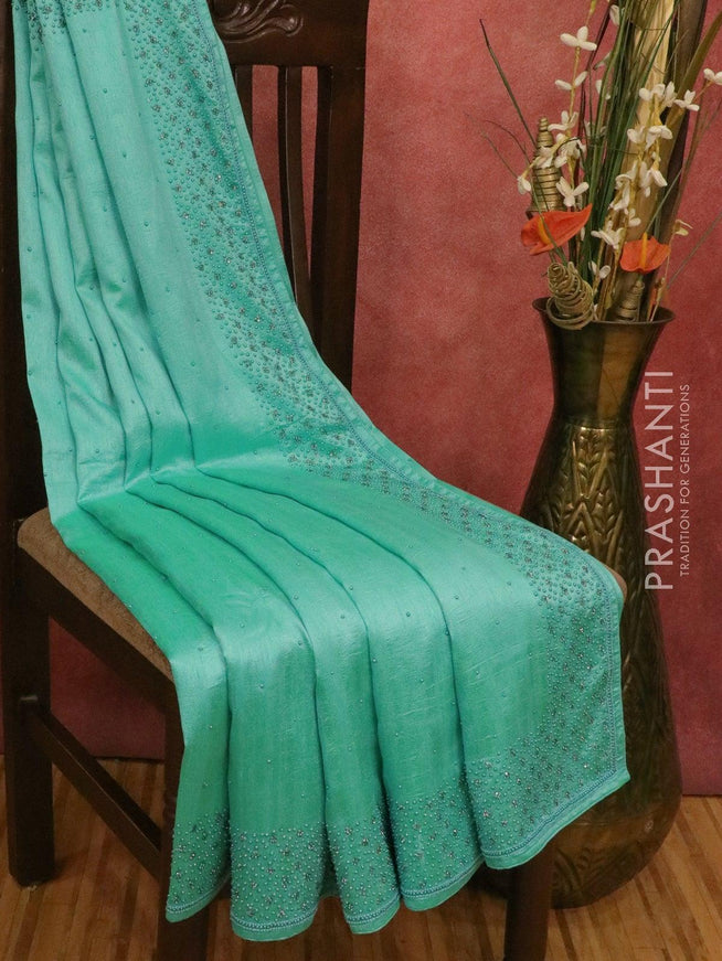 Chappa saree light blue with embroidery beads & stone work - {{ collection.title }} by Prashanti Sarees