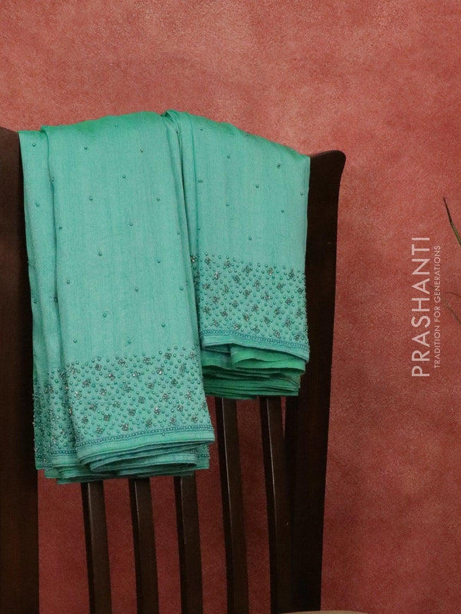 Chappa saree light blue with embroidery beads & stone work - {{ collection.title }} by Prashanti Sarees