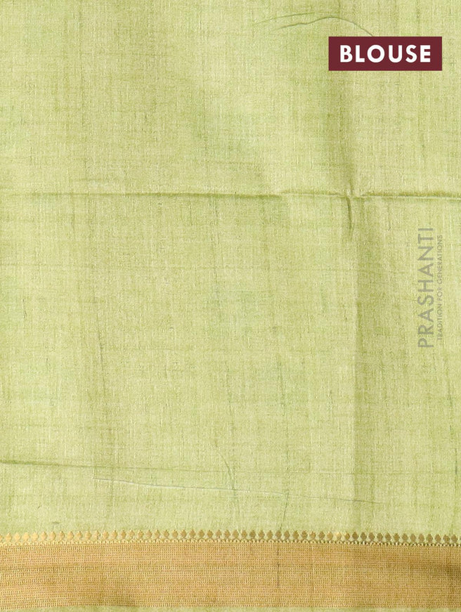 Chappa saree light green with allover floral prints and zari woven border - {{ collection.title }} by Prashanti Sarees