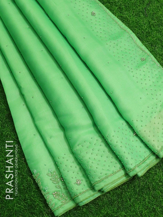 Chappa saree light green with beaded embroidery work - {{ collection.title }} by Prashanti Sarees