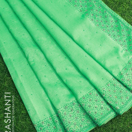 Chappa saree light green with stone & beaded embroidery work - {{ collection.title }} by Prashanti Sarees