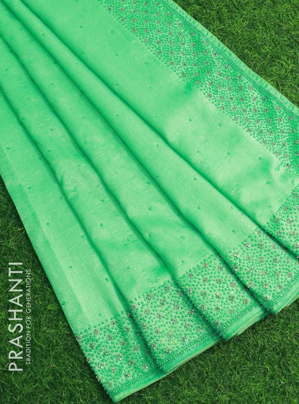 Chappa saree light green with stone & beaded embroidery work - {{ collection.title }} by Prashanti Sarees