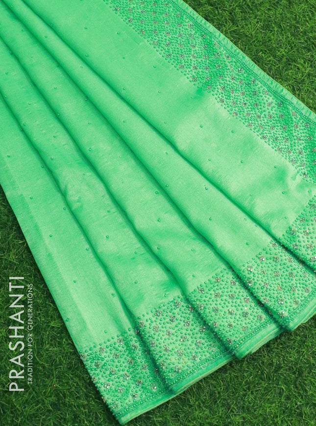 Chappa saree light green with stone & beaded embroidery work - {{ collection.title }} by Prashanti Sarees