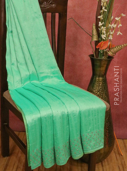 Chappa saree light green with stone & beaded embroidery work - {{ collection.title }} by Prashanti Sarees