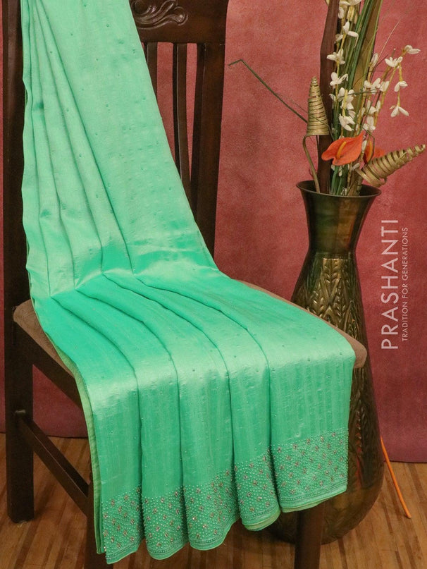 Chappa saree light green with stone & beaded embroidery work - {{ collection.title }} by Prashanti Sarees