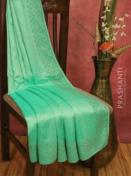 Chappa saree light green with stone & beaded embroidery work - {{ collection.title }} by Prashanti Sarees