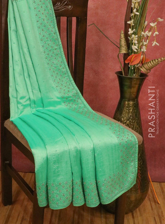 Chappa saree light green with stone & beaded embroidery work - {{ collection.title }} by Prashanti Sarees