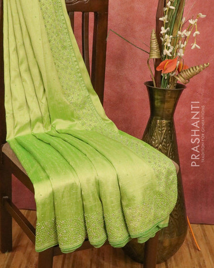 Chappa saree light green with stone & beaded embroidery work - {{ collection.title }} by Prashanti Sarees