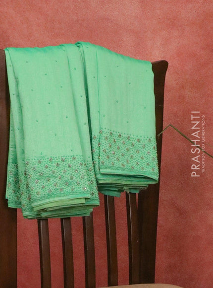 Chappa saree light green with stone & beaded embroidery work - {{ collection.title }} by Prashanti Sarees