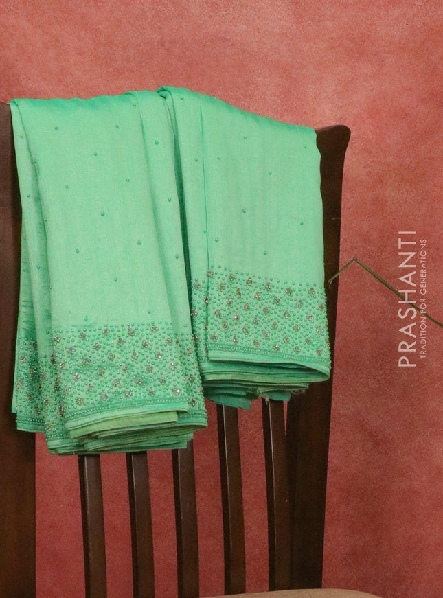 Chappa saree light green with stone & beaded embroidery work - {{ collection.title }} by Prashanti Sarees