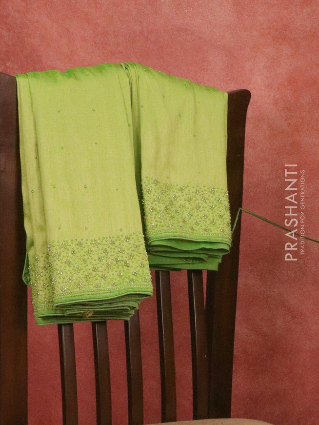 Chappa saree light green with stone & beaded embroidery work - {{ collection.title }} by Prashanti Sarees