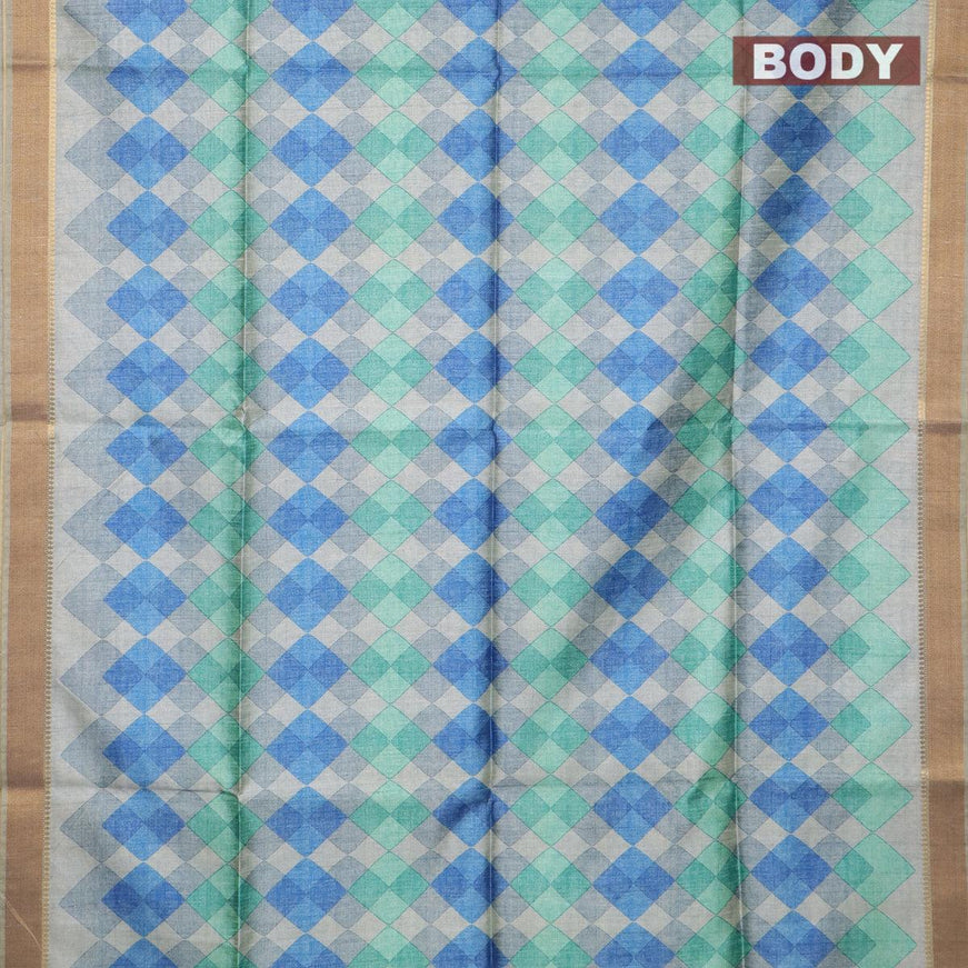 Chappa saree multi colour and grey with allover geometric prints and zari woven border - {{ collection.title }} by Prashanti Sarees