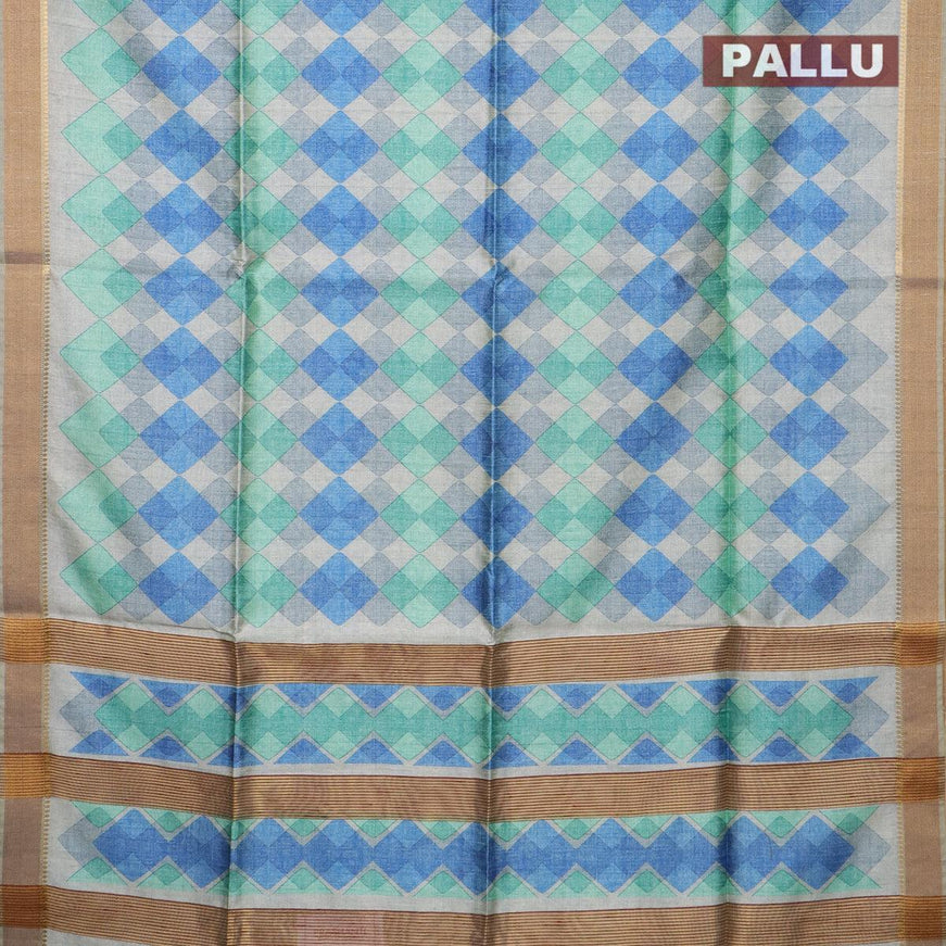 Chappa saree multi colour and grey with allover geometric prints and zari woven border - {{ collection.title }} by Prashanti Sarees