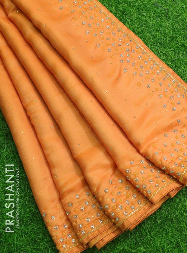 Chappa saree orange shade with beaded & stone embroidery work - {{ collection.title }} by Prashanti Sarees