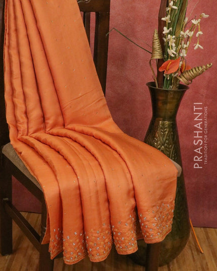 Chappa saree orange shade with beaded & stone embroidery work - {{ collection.title }} by Prashanti Sarees