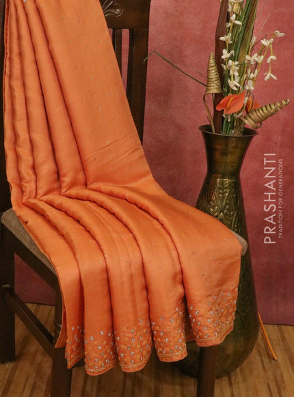 Chappa saree orange shade with beaded & stone embroidery work - {{ collection.title }} by Prashanti Sarees