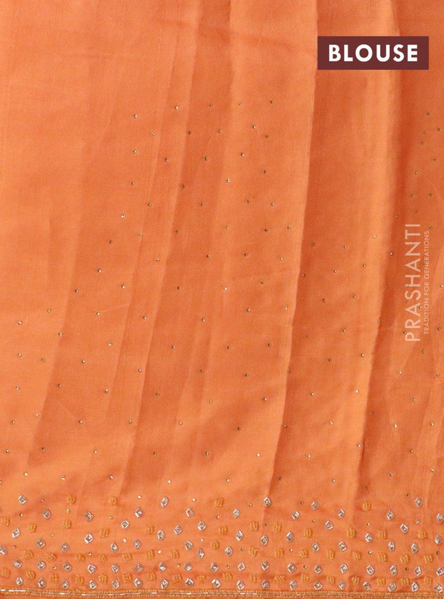 Chappa saree orange shade with beaded & stone embroidery work - {{ collection.title }} by Prashanti Sarees