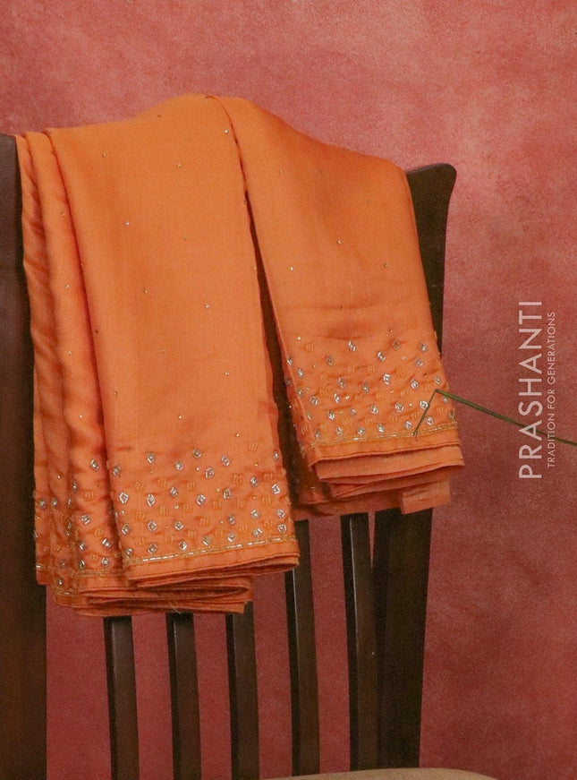 Chappa saree orange shade with beaded & stone embroidery work - {{ collection.title }} by Prashanti Sarees