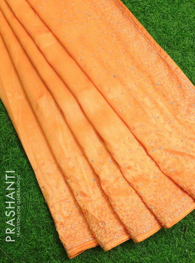 Chappa saree orange with stone & beaded embroidery work - {{ collection.title }} by Prashanti Sarees
