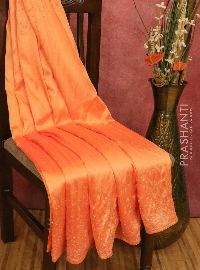 Chappa saree orange with stone & beaded embroidery work - {{ collection.title }} by Prashanti Sarees
