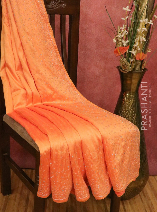 Chappa saree orange with stone & beaded embroidery work - {{ collection.title }} by Prashanti Sarees
