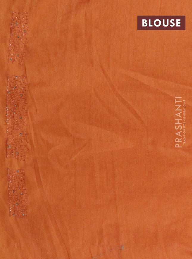 Chappa saree orange with stone & beaded embroidery work - {{ collection.title }} by Prashanti Sarees