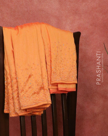 Chappa saree orange with stone & beaded embroidery work - {{ collection.title }} by Prashanti Sarees