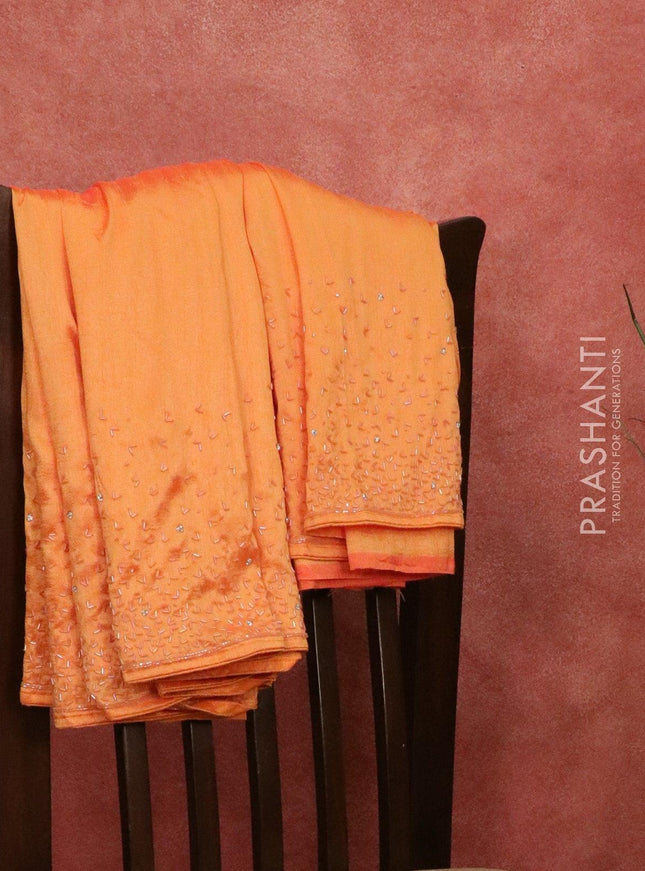 Chappa saree orange with stone & beaded embroidery work - {{ collection.title }} by Prashanti Sarees