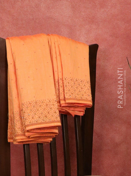 Chappa saree orange with stone & beaded embroidery work - {{ collection.title }} by Prashanti Sarees