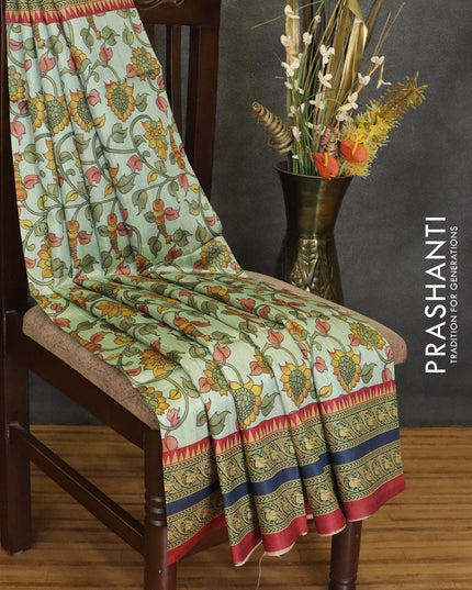 Chappa saree pastel green and maroon with allover floral prints and printed border - {{ collection.title }} by Prashanti Sarees