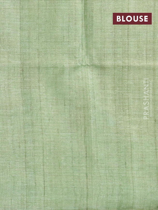 Chappa saree pastel green shade with allover zari weave & floral prints and simple border - {{ collection.title }} by Prashanti Sarees