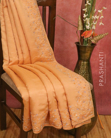 Chappa saree peach orange with embroidery beads & stone work - {{ collection.title }} by Prashanti Sarees