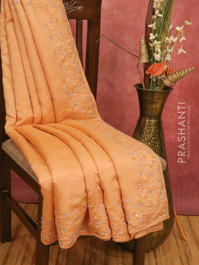 Chappa saree peach orange with embroidery beads & stone work - {{ collection.title }} by Prashanti Sarees