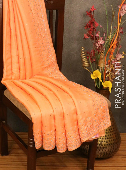 Chappa saree peach with embroidery beads & stone work - {{ collection.title }} by Prashanti Sarees