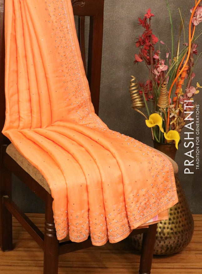Chappa saree peach with embroidery beads & stone work - {{ collection.title }} by Prashanti Sarees