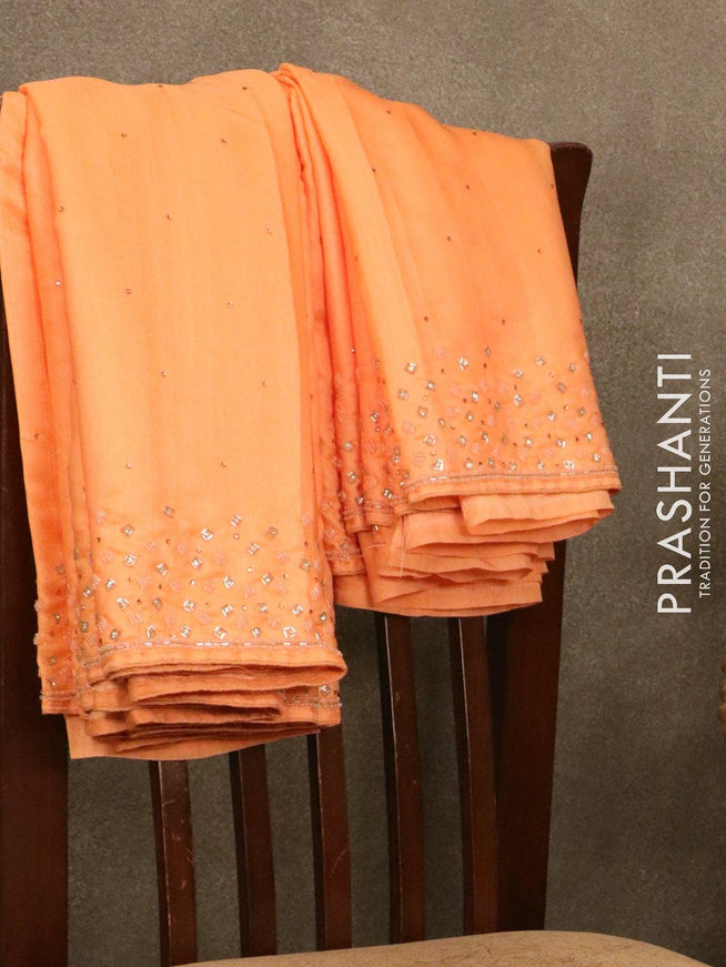 Chappa saree peach with embroidery beads & stone work - {{ collection.title }} by Prashanti Sarees