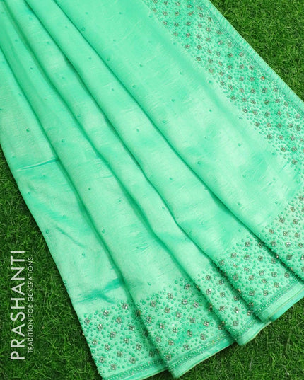 Chappa saree pista green with embroidery beads & stone work - {{ collection.title }} by Prashanti Sarees