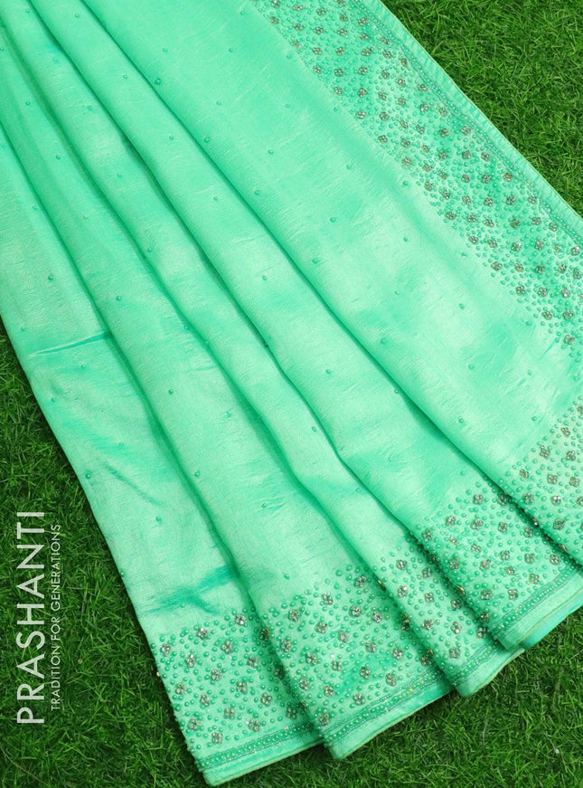 Chappa saree pista green with embroidery beads & stone work - {{ collection.title }} by Prashanti Sarees