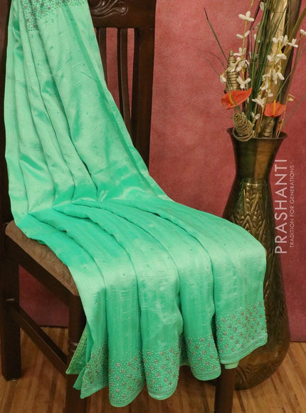 Chappa saree pista green with embroidery beads & stone work - {{ collection.title }} by Prashanti Sarees