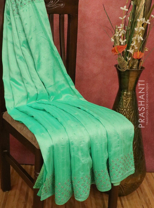 Chappa saree pista green with embroidery beads & stone work - {{ collection.title }} by Prashanti Sarees